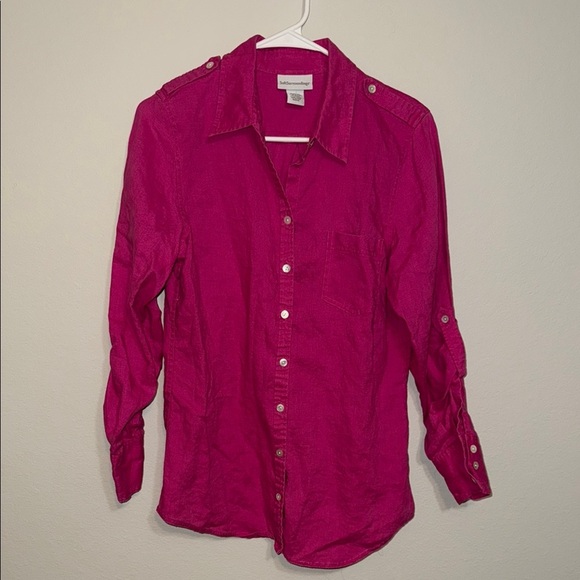 Soft Surroundings Fuchsia 100% Linen Blouse - Medium. BB - Picture 1 of 4